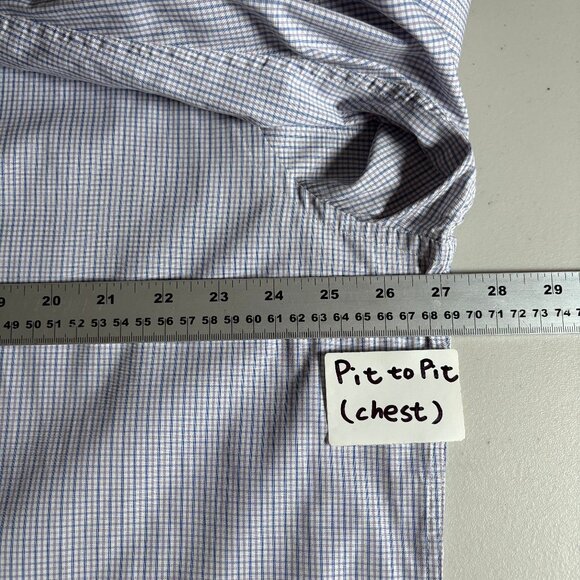 Canali Italy Made Check French Cuff Button Up Shirt - Men's Size 47/18.5 - Blue - Picture 9 of 12